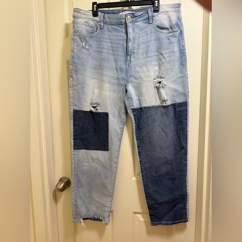 Distressed Patchwork Jeans